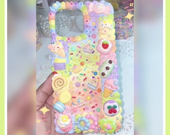 Handmade Rainbow Decoden Phone Case: Sweets Theme