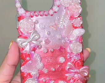 Luxury Flower Decoden Phone Case: Handmade Custom iPhone & Samsung