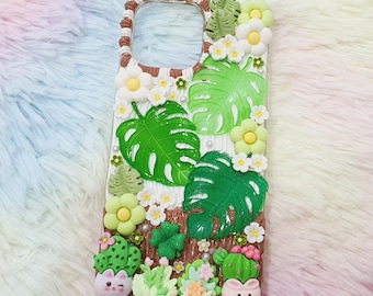 Plant Lover Decoden Phone Case: 3D Cottagecore Garden Art