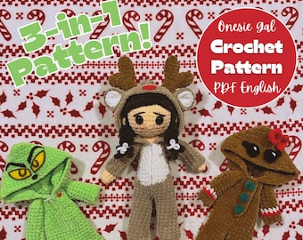 Crochet Pattern - Christmas Onesie Doll