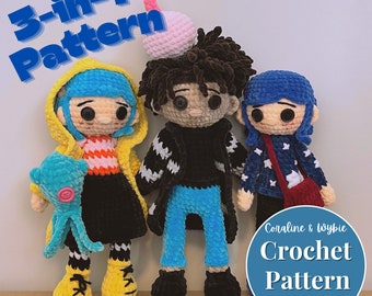 3-i-1-virkmönster - Coraline & Wybie