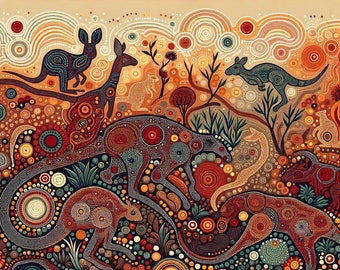The Gathering - Australian Aboriginal Inspired Dot Art