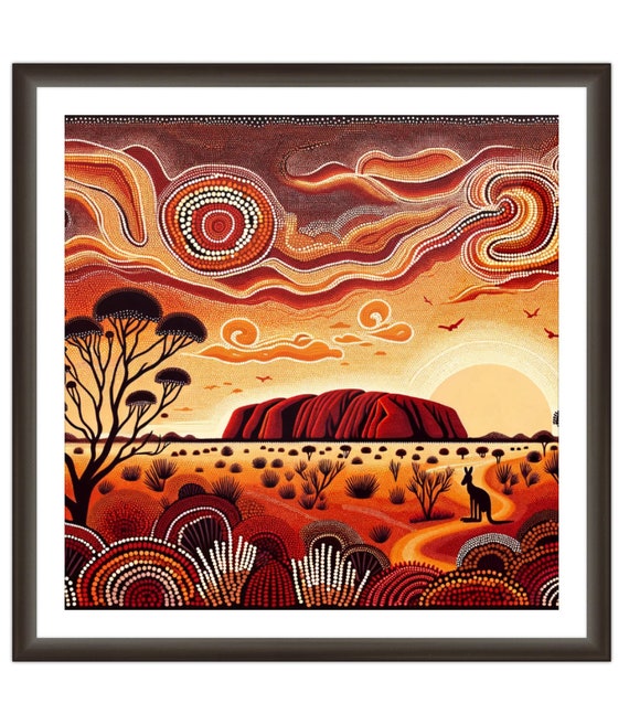 ウルルの夕日 - アボリジニのドットアート - Etsy 日本