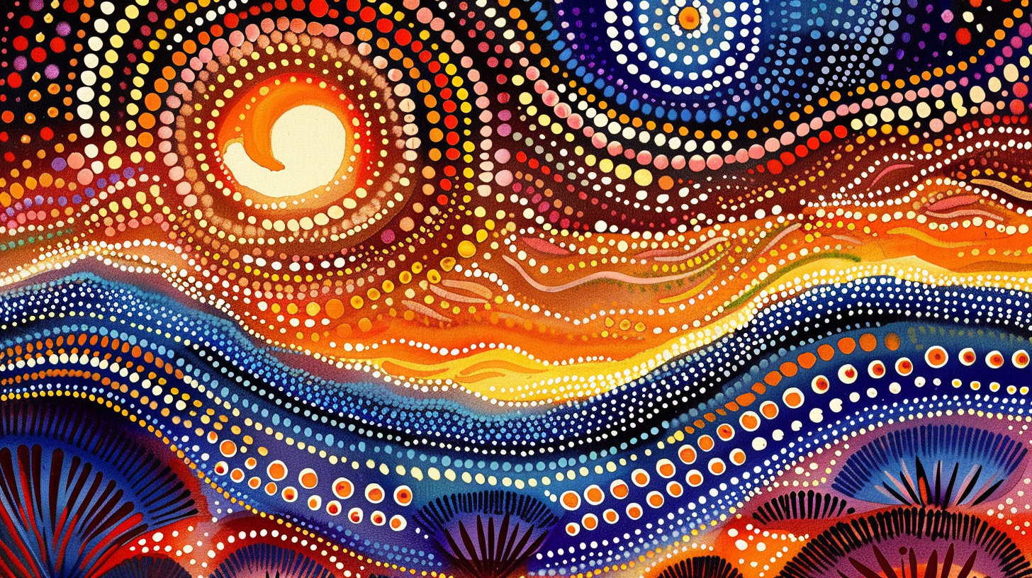 Radiant Aboriginal Dot Art Masterpiece Cosmic Ocean Theme Canvas Spirited Wall Art for Modern Home Etsy