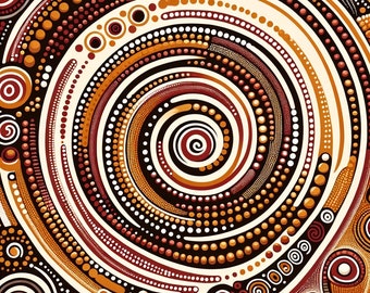 Warm Earth Tones - Aboriginal Dot Painting