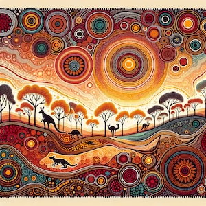 Sunrise Stars - Australische Aborigines inspirierte Dot Art