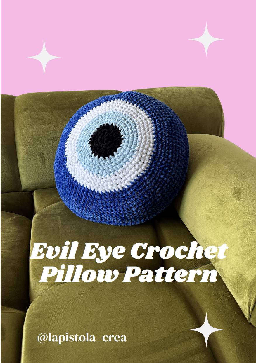 40 Eye Crochet Patterns: Mesmerizing Designs for Every Crochet Enthusiast 16 Evil Eye Crochet Pillow Pattern/Patrón de Cojín Ojo Turco