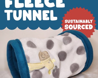 ECO-FRIENDLY Fleece Tunnel for Ferrets, Rats, Guinea Pigs, Hamsters, Etc. Custom-Made Blue and White Fancy Giraffe Design