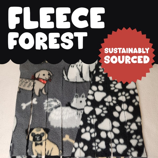 ECO-FRIENDLY Fleece Forest for C&C Cages, Guinea Pigs, Hedgehogs, Chinchillas, Rats, Small Animals. Puppies and Pawprints Reversible Design