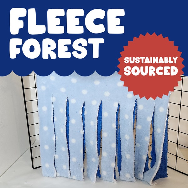 ECO-FRIENDLY Fleece Forest for C&C Cages, Rats, Hedgehogs, Chinchillas, Guinea Pigs, Small Animals. Blue Polka Dots Reversible Design