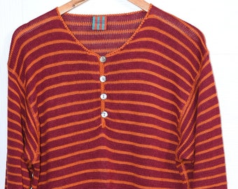 Gudrun Sjoden Striped Linen Knitted Sweater Size L