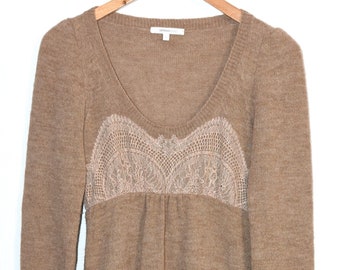 Vanessa Bruno robe en maille de laine mélangée dentelle tricotée taille 1
