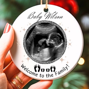 Custom Ultrasound Ornament, Personalized Expecting Ornament, Baby Scan Bauble, Baby Announcement Christmas Gift, Pregnancy Announcement Gift