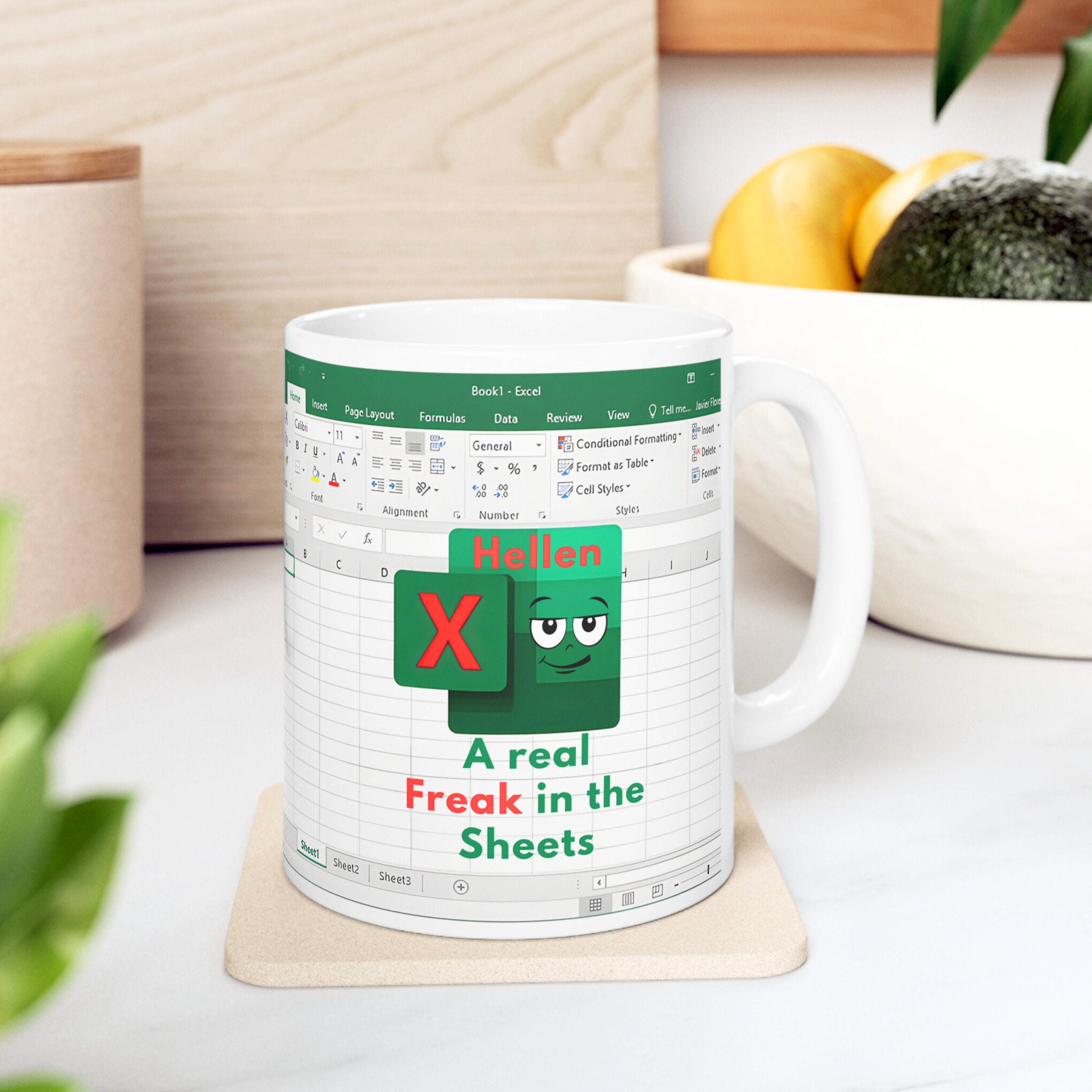 Custom Freak in the Sheets Excel Spreadsheet 11 Oz White Coffee Mug