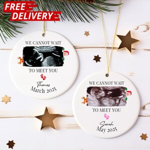 Custom Ultrasound Ornament, Family Christmas Ornament, Personalized Expecting Ornament, Ultrasound Baby Announcement Keepsake Christmas Gift