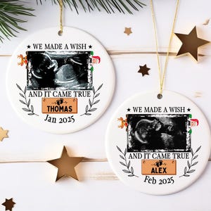 Custom Ultrasound Ornament, Family Christmas Ornament, Personalized Expecting Ornament, Ultrasound Baby Announcement Keepsake Christmas Gift