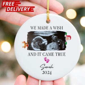 Custom Ultrasound Ornament, Family Christmas Ornament, Personalized Expecting Ornament, Ultrasound Baby Announcement Keepsake Christmas Gift