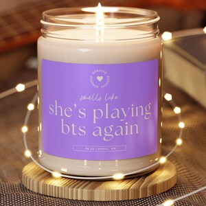 BTS 9oz Candle, BTS Gift, Army Kpop Fan, , Bangtan Birthday Present, Pop Music Lover,