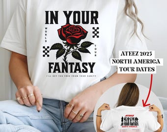 Koszulka Ateez In Your Fantasy Tour, gadżety koncertowe Ateez, koszulka ATINY, koszulka dla fanów Ateez, prezent dla fanów Ateez