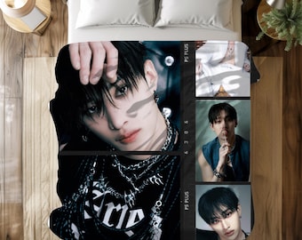 Stray Kids Bang Chan Velveteen Plush Blanket - Kpop Gift for Stay, Cozy Stray Kids Merch, Soft Kpop Blanket, Cute Kpop Throw, Bang Chan