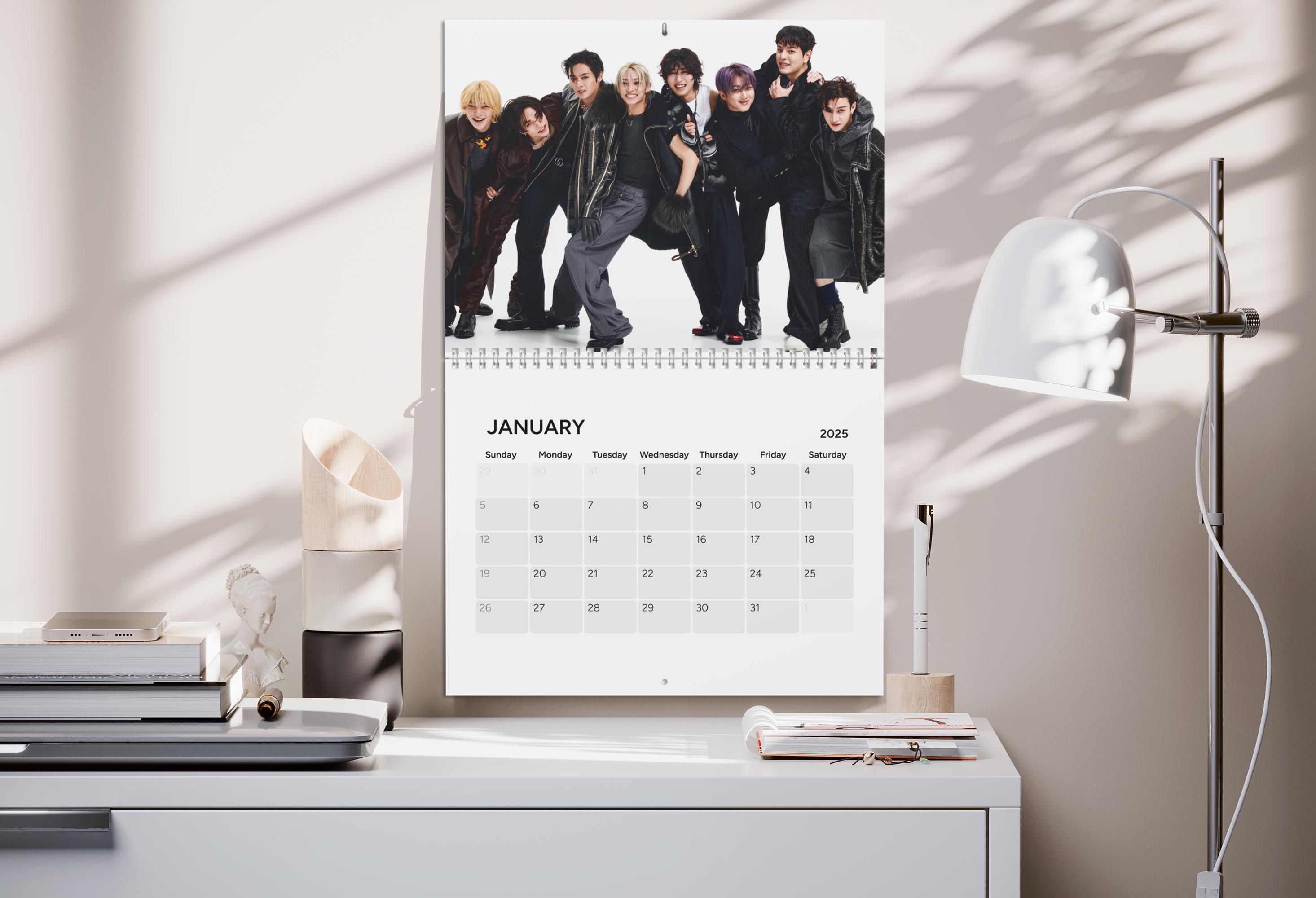 Stray Kids OT8 Kpop 2025 Wall Calendar, 12 Month, Fan Gift, Merch, Office Decor, Unique Gift. Office Wall Calendar, Kpop Calendar, Unique