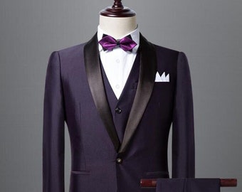 Men Stylish Dark Purple Suit - Men Elegant Suit/ Gift For Men/ 3 Piece Suit Men/ Prom Suit/ Slim Fit Style Wedding Wear Suit/ Party Wear
