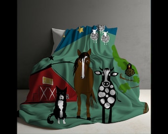 Barnyard Farm Sherpa Blanket