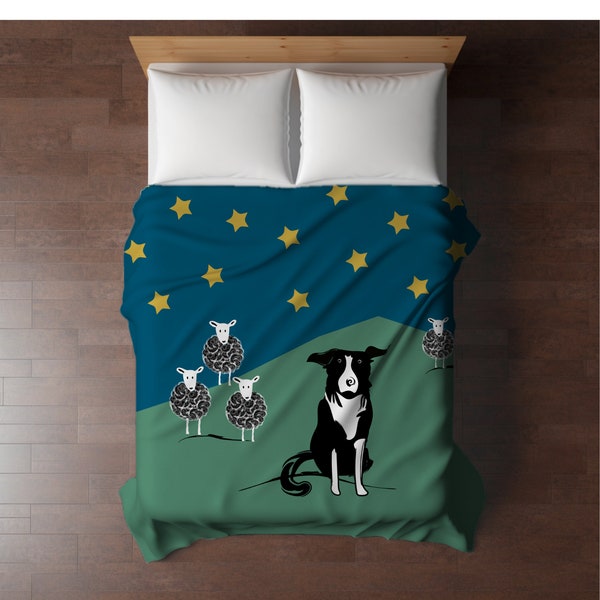 Border Collie and Sheep Sherpa Blanket