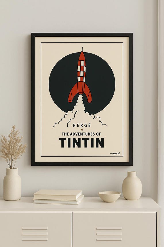 Tintin Rocket Art Print | Retro Hergé Poster (digital Download) A2