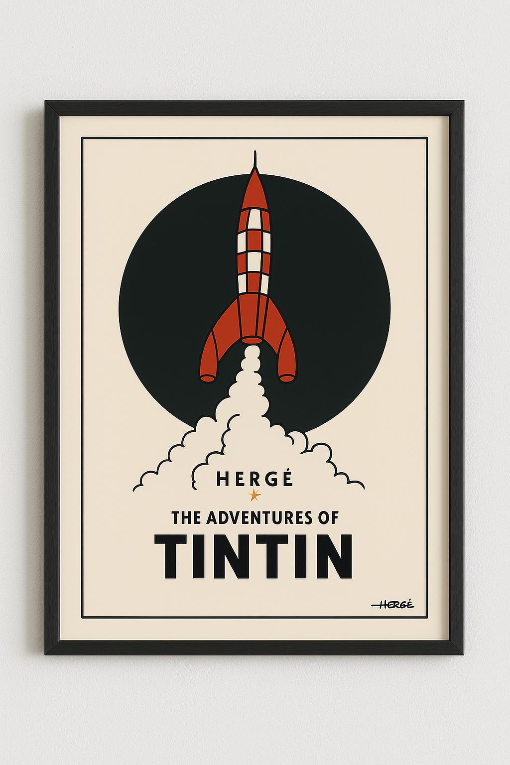 Tintin Rocket Art Print | Retro Hergé Poster (digital Download) A2