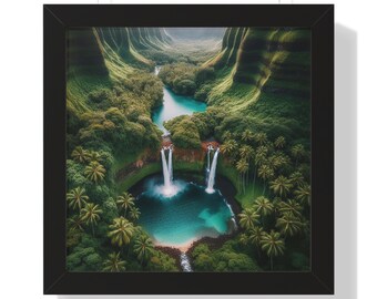 Print No. 9-057, Printed and Framed Horizontal Print Art | Home decor | Hawaiian Waterfall Print.