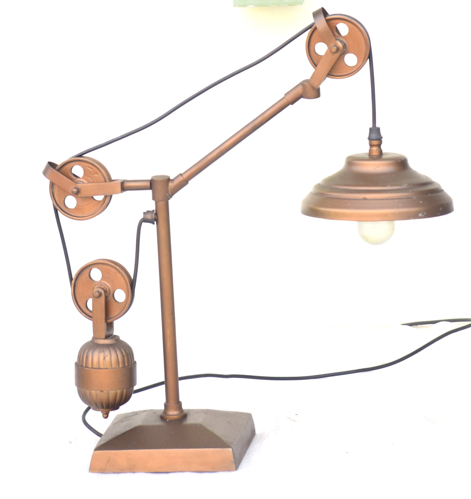 Modern Table Lamp, Antique Style Desktop Pulley Lamp, Home Decor