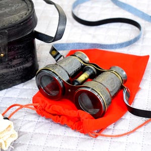 Vintage Brass Opera Binoculars with Leather Case –Antique Handheld Telescope Travel Gift for Explorer Antique Nautical Handmade Glasses