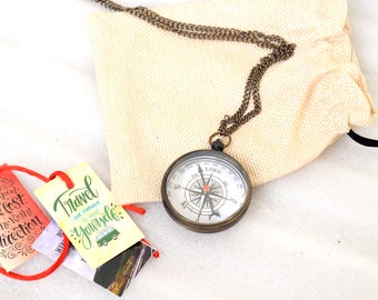 Nautical Designer Open Face Pendant Compass, Directional Hiking Compass, Marine Collectible Brass Compass , Valentine Gift