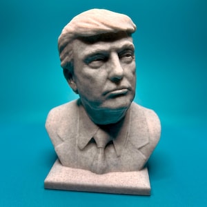 3D Printed Donald Trump Bust - White, Grey, Silver, or Marble Finish | 5&quot; Collectible Statue