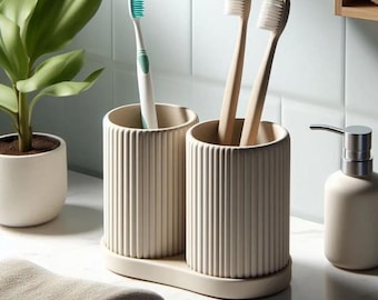 3D Printed Double Toothbrush Holder Set, Organizer