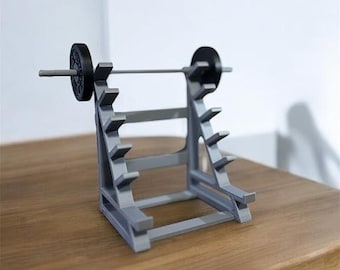 Mini Strength: Weight Rack Pen Holder / Gray rack and you choose plate color. Gym gift for fitness lovers
