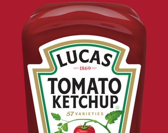 Confezione da 2 adesivi PREMIUM Heinz Ketchup con nome e cognome personalizzati - Alta qualità Varie dimensioni Adatto a tutte le bottiglie