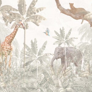 Papier peint panoramique Enfants - Animaux de la Jungle