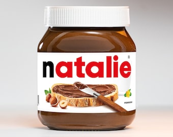 Lot de 2 Autocollants PREMIUM Nutella avec Prénom Personnalisé - Haute Qualité - Plusieurs Dimensions - S'adapte à tous les pots