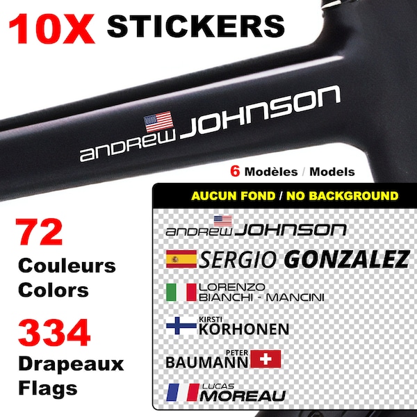 10 Personalized Name Stickers - Adhesive Stickers Decal Vinilos Adesivi Pegatinas Aufkleber - Mtt Bmx Velo Mountain Bike Dh