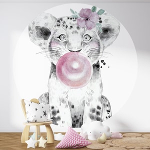 Papier peint rond / cercle Enfants - Lionceau - 1404