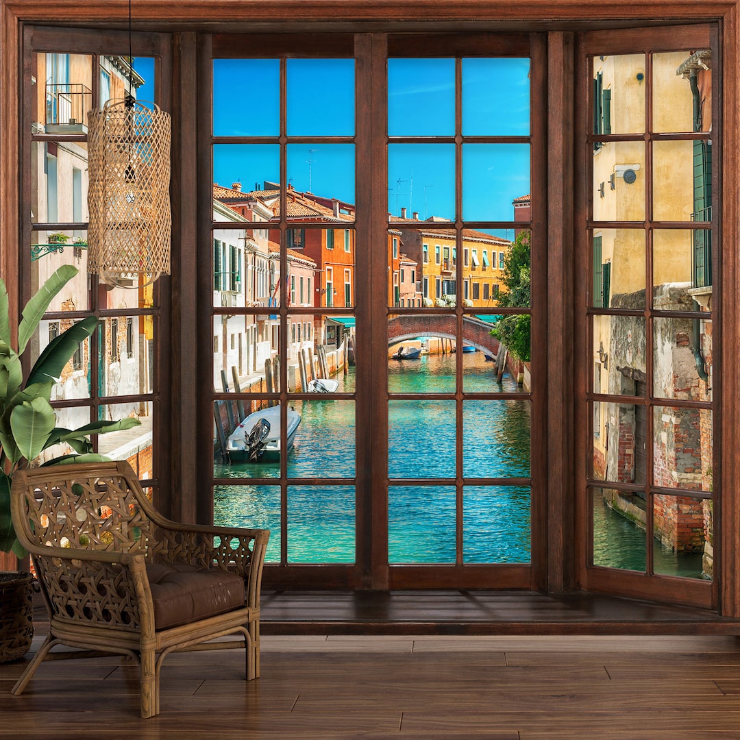 trompe-l-oeil-panoramic-wallpaper-wooden-window-venice-etsy