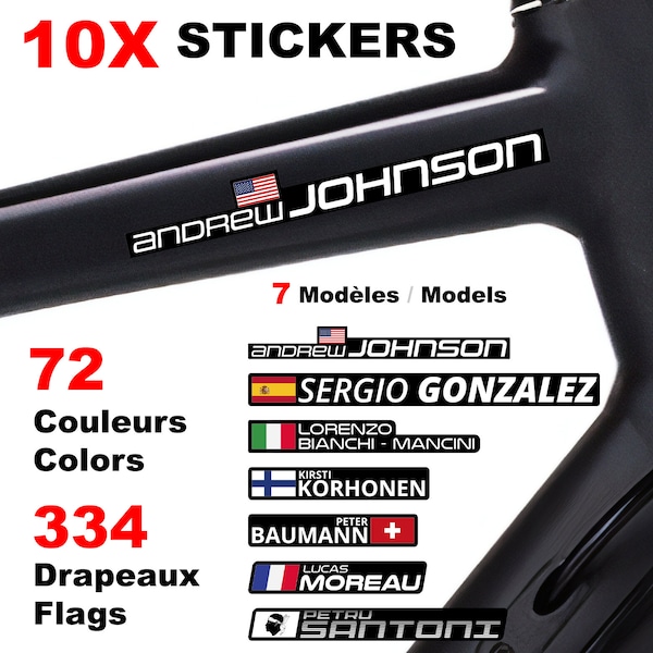 10 Personalised first and last name stickers - Autocollants Adhésifs Decal Vinilos Adesivi Pegatinas Aufkleber-Vtt Bmx Velo Mountain Bike Dh