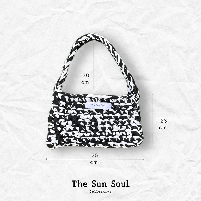 Size Of Handmade Crochet Shoulder Bag (Color Black&White)