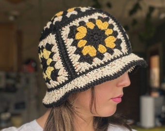 Crochet Granny Square Bucket Hat Pattern (PDF)