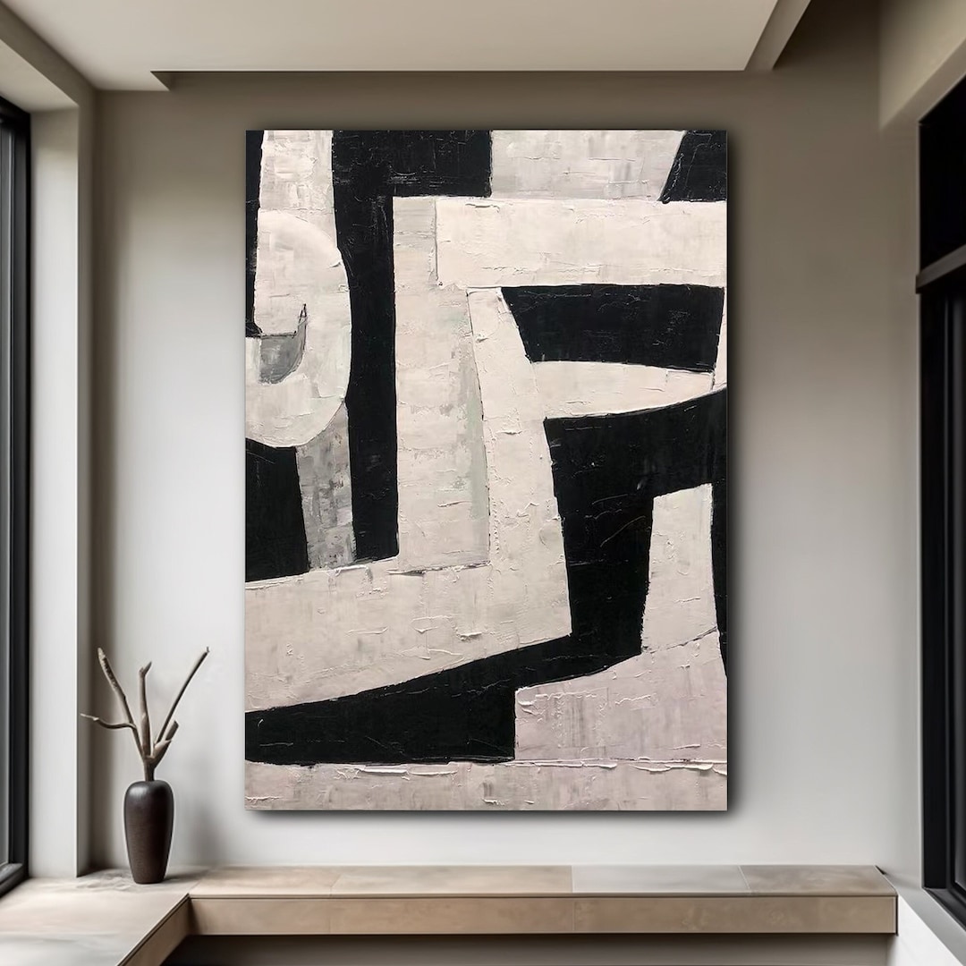 Minimalist Black and White Wall Art Large Black and White Painting