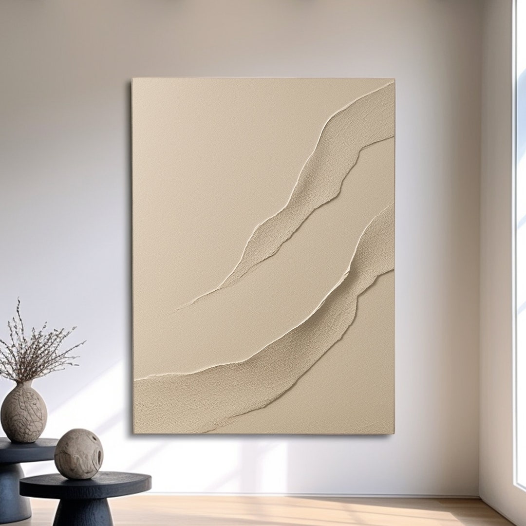 Modern Wall Art Beige Wabi-sabi Wall Art Pure Beige Minimalist Painting ...
