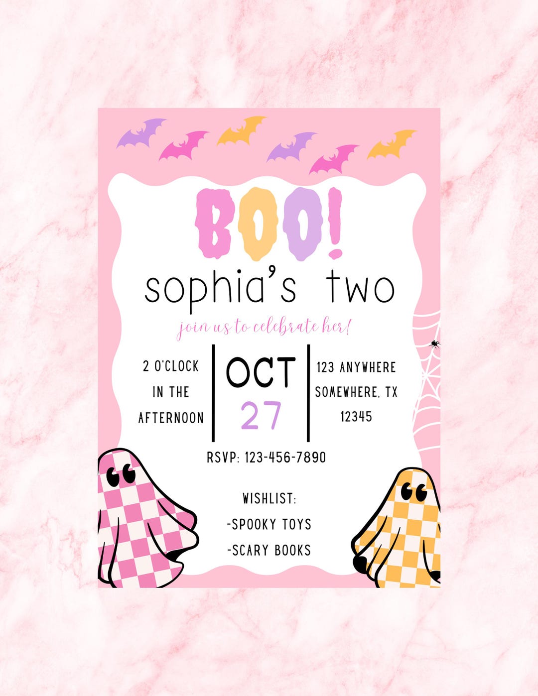 Two Birthday Invite Boo! I'm Two Birthday Invitation - Etsy
