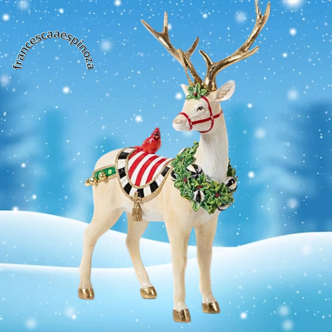 Holiday Deer Decor Christmas Indoor Home Decor White Joyful Etsy